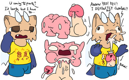 2_horns 5_fingers anthro blue_arms blue_bottomwear blue_clothing blue_legs blue_pants blue_tail bodily_fluids bottomwear brown_eyes clothing cum cum_from_mouth cum_in_mouth cum_inside cum_on_face cumshot ejaculation fingers genital_fluids genitals glans head_horn horn humanoid_genitalia humanoid_penis light_horn light_wings male mind_control mindfuck monotone_horn multicolored_body multicolored_penis pants penis penis_poking_out pink_glans sentient_penis shirt smooth_horn solo speech_marker tail text topwear two_tone_penis yellow_body yellow_clothing yellow_shirt yellow_topwear nomani_int32 mythology nomani_(nomani_int32) brain_creature dragon mythological_creature mythological_scalie scalie 16:10 japanese_text widescreen