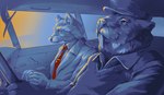 anthro car clothing duo hat headgear headwear humanoid_hands inside_car inside_vehicle male necktie shirt topwear vehicle unknown_artist tails_noir anatoly_(tails_noir) howard_lotor beaver mammal procyonid raccoon rodent 2021 hi_res official_art