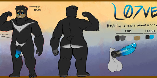 7ven_(l07ven) anthro belly blue_eyes blue_penis erection genitals male nude penis solo standing l07ven bear mammal hi_res model_sheet