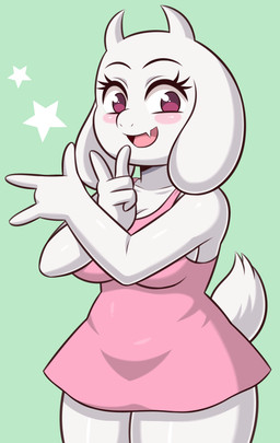 anthro clothed clothing curvy_figure female fur gesture hand_gesture mature_female pointing solo thick_thighs voluptuous white_body white_fur wide_hips huitu_c sailor_moon_(series) undertale undertale_(series) toriel bovid caprine mammal hi_res