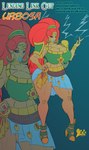 abs big_breasts breasts cleavage clothed clothing ear_piercing electricity female hair huge_breasts lightning not_furry piercing red_hair solo text lurkergg breath_of_the_wild nintendo the_legend_of_zelda urbosa gerudo humanoid 2017 english_text hi_res url