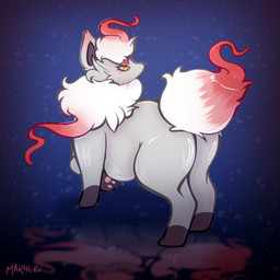 abdominal_bulge after_vore ambiguous_gender belly big_belly big_butt butt feral fur looking_back post_vore_weight_gain rear_view simple_background solo tail vore white_body white_fur wide_hips makar-ro nintendo pokemon generation_8_pokemon hisuian_form hisuian_zorua pokemon_(species) regional_form_(pokemon) 1:1 hi_res