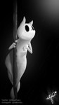 ambiguous_gender black_background black_eyes black_nose looking_up no_pupils simple_background solo twitter_handle white_body white_ears nyanfurry rain_world videocult slugcat 2023 9:16 digital_media_(artwork) hi_res monochrome shaded signature