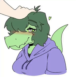 anthro blush disembodied_hand female freckled_face freckles petting solo_focus tail tail_motion tailwag ynoswa cavemanon_studios i_wani_hug_that_gator olivia_halford baryonyx dinosaur human mammal prehistoric_species reptile saurischian scalie spinosaurid theropod 2d_animation animated frame_by_frame low_res
