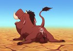 after_sex anus backsack ball_tuft balls bodily_fluids cum cum_in_ass cum_inside desert feral gaping gaping_anus genital_fluids genitals male outside raised_tail solo tail tail_anus tuft magzol disney the_lion_king pumbaa mammal suid suina warthog absurd_res hi_res