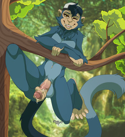 5_toes anthro athletic athletic_anthro athletic_male autofootjob backwards_baseball_cap backwards_hat balls baseball_cap bodily_fluids clothing countershade_fur countershade_torso countershading crotch_tuft erection feet fingers foot_fetish foot_play foreskin fur genital_fluids genitals glans hat hat_only headgear headgear_only headwear headwear_only humanoid_genitalia humanoid_penis male masturbation mostly_nude mostly_nude_anthro mostly_nude_male navel nude nude_anthro nude_male one_eye_closed open_mouth open_smile pecs penis plant precum prehensile_autofootjob prehensile_feet pubes smile solo toes tree tuft knife-boy corduroy_(hunterstirling) haplorhine mammal monkey primate hi_res