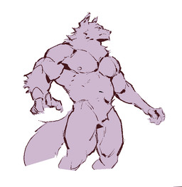 anthro biceps biped front_view fur latissimus_dorsi looking_aside male mouth_closed muscular muscular_anthro muscular_male neck_tuft nipples nude nude_anthro nude_male pecs simple_background snout solo tail tuft white_background kingarthur_i canid mammal 2024 aliasing binary_drawing digital_drawing_(artwork) digital_media_(artwork) portrait three-quarter_portrait