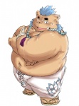 anthro blue_facial_hair blue_sideburns clothed clothing facial_hair jewelry male mohawk necklace overweight overweight_anthro overweight_male sideburns simple_background solo topless white_background liger813 lifewonders tokyo_afterschool_summoners ganglie_(tas) mammal suid suine sus_(pig) wild_boar