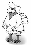 breasts clothing feathers female gloves hair handwear nightgown non-mammal_breasts slightly_chubby solo colplasticat avian bird galliform phasianid turkey absurd_res black_and_white hi_res monochrome