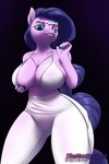 anthro anthrofied big_breasts bite biting_lip black_background breasts clothed clothing colored_nails female hand_on_breast looking_at_viewer nails simple_background smile solo translucent translucent_clothing thehuskylord friendship_is_magic hasbro my_little_pony saddle_arabian_(mlp) amira_(mlp) equid equine horse mammal pony hi_res