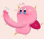 balls big_balls big_penis blush bodily_fluids cum erection exclamation_point genital_fluids genitals huge_balls huge_penis hyper hyper_genitalia hyper_penis male nude onomatopoeia penis pink_body question_mark solo sound_effects text wide_eyed abnarie kirby_(series) nintendo kirby waddling_head japanese_text translation_check translation_request