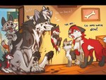 black_bars black_body black_fur black_pawpads dialogue dirty feral fur inside leg_markings markings mud pawpads red_body red_fur socks_(marking) talking_feral text white_body white_fur young young_feral hyilpi microsoft minecraft mojang xbox_game_studios okami_(okamisenpai) vixy_(hyilpi) canid canine canis fox mammal red_fox true_fox wolf 2024 artist_name digital_drawing_(artwork) digital_media_(artwork) english_text hi_res letterbox parent_(lore) parent_and_child_(lore)
