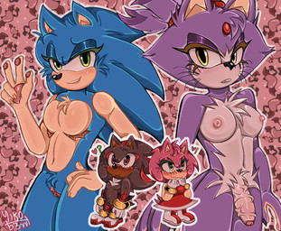 andromorph anklet anthro black_body black_fur blue_body blue_fur blush boots bracelet breasts chest_scar chest_tuft clothing dress exclamation_point female footwear forehead_gem foreskin fur gem genitals gloves green_eyes grin group gynomorph hair handwear heart_eyes heart_symbol intersex jewelry male nude orange_eyes pawpads penis pink_body pink_fur ponytail purple_body purple_fur question_mark red_eyes scar shoes smile tail tail_motion tailwag tuft vein veiny_penis vulva whiskers 4ik0_b3rr1 sega sonic_the_hedgehog_(series) amy_rose blaze_the_cat shadow_the_hedgehog sonic_the_hedgehog domestic_cat eulipotyphlan felid feline felis hedgehog mammal hi_res trans_(lore) trans_man_(lore) trans_woman_(lore)