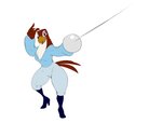 anthro athletic athletic_anthro athletic_female beak boots bottomwear brown_body clothed clothing epee_(sword) feathers female fencing fencing_foil footwear high_heeled_boots high_heels leotard melee_weapon pose shoes simple_background solo sword thick_thighs weapon wide_hips winstar animalympics contessa_(animalympics) accipitrid accipitriform avian bird falcon falconid