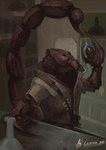 alchemist alchemy ambiguous_gender anthro apothecary clothing coat lab_coat looking_at_object potion potion_bottle scorpion_tail solo topwear vial gaertan arachnid arthropod scorpion bust_portrait digital_drawing_(artwork) digital_media_(artwork) hi_res portrait
