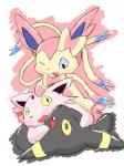 3_toes :3 ambiguous_gender black_body black_fur black_nose blue_eyes blush canid canine duo ears_up eeveelution espeon feet forked_tail fur generation_2_pokemon generation_6_pokemon long_ears mammal nintendo on_top one_eye_closed open_mouth pawpads pink_body pink_fur pink_paws pokemon pokemon_(species) purple_body purple_fur raised_tail red_eyes ribbons rumine sketch snout surprise sylveon tail toes umbreon unusual_anatomy unusual_tail white_body white_fur yellow_eyes