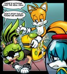 anthro black_border black_outline bodily_fluids border cuckold cum cum_inside duo_focus female forced forced_to_watch from_behind_position genital_fluids group infidelity looking_at_another male male/female outer_highlight outline sex tears text silversentry idw_publishing sega sonic_the_hedgehog_(comics) sonic_the_hedgehog_(idw) sonic_the_hedgehog_(series) kitsunami_the_fennec miles_prower surge_the_tenrec afrosoricid canid canine fox mammal tenrec absurd_res digital_media_(artwork) english_text hi_res translated