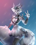 5_fingers anthro breasts clothed clothing dress female fingers fur grey_body grey_fur grey_hair hair purple_eyes purple_nose smile solo akira_volfsar hi-rez_studios paladins_(game) io_(paladins) canid canine canis mammal wolf 2020 4:5 absurd_res digital_media_(artwork) hi_res