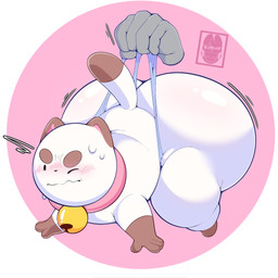 big_butt blush butt clothing collar dipstick_tail disembodied_hand feral huge_butt leg_markings male markings one_eye_closed socks_(marking) solo tail tail_markings thick_thighs underwear wedgie white_body wide_hips yamwamm bee_and_puppycat cartoon_hangover puppycat domestic_cat felid feline felis mammal 1:1 hi_res