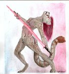 anthro light male melee_weapon pose solo sword weapon zhekathewolf arci_blackwood felid feline mammal 2020 hi_res painting_(artwork) traditional_media_(artwork) traditional_painting_(artwork) traditional_watercolor_(artwork) watercolor_(artwork)