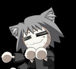 :3 eyes_closed grey_hair hair hand_on_face inner_ear_fluff male motion_lines motion_outline mouth_closed punching_air scar short_hair smug_expression smug_face solo tuft takashi_takeuchi melty_blood tsukihime type-moon neco-arc_chaos animal_humanoid cat_humanoid felid felid_humanoid feline feline_humanoid humanoid mammal mammal_humanoid neco_spirit alpha_channel low_res official_art shaded simple_shading thumbnail