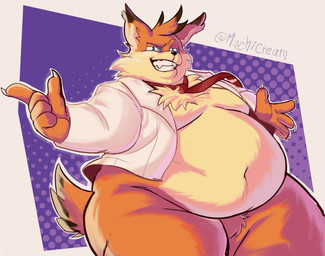anthro belly big_belly biped blazer claws dipstick_tail fur grin grinning_at_viewer male markings multicolored_body multicolored_fur navel necktie obese orange_body orange_fur overweight overweight_anthro overweight_male red_necktie simple_background smile smiling_at_viewer solo tail tail_markings tan_body tan_fur thick_thighs two_tone_body two_tone_fur mochi_cream38 bubsy_(series) bubsy_4d bubsy_bobcat bobcat felid feline lynx mammal 2025 digital_drawing_(artwork) digital_media_(artwork) hi_res signature