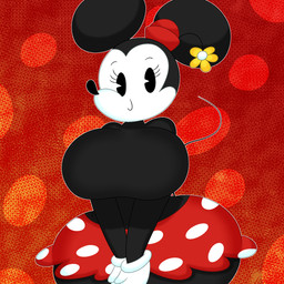 anthro big_breasts black_body black_fur bottomwear breasts clothed clothing curvy_figure eyelashes featureless_breasts female fingers floral flower flower_ornament fur gloves handwear hat hat_flower hat_ornament headgear headwear hourglass_figure huge_breasts line_tail looking_at_viewer multicolored_body multicolored_fur pie_cut_eyes plant simple_background skirt smile solo tail text thick_thighs thin_tail topless topless_anthro topless_female two_tone_body two_tone_fur voluptuous wavy_tail white_body white_fur wide_hips 3barts disney minnie_mouse house_mouse mammal mouse murid murine rodent 1:1 2021 absurd_res digital_media_(artwork) english_text hi_res