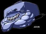 amber_eyes anthro biceps looking_at_viewer male muscular muscular_anthro muscular_male outline simple_background solo teeth text transparent_background yellow_eyes spn corruption_of_champions jasun_(coc) fish marine shark alpha_channel english_text