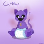 bottomwear clothed clothing diaper diaper_fetish diaper_only jewelry male necklace padding pawpads paws smile solo spread_legs spreading tail topless underwear wearing_diaper young saleecatto mob_entertainment poppy_playtime smiling_critters catnap_(poppy_playtime) 1:1 hi_res