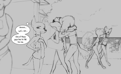 anthro anus beach belly black_eyebrows butt curvy_figure eyebrows female fur group navel nude open_mouth pawpads simple_background speech_bubble tail tan_background text thick_thighs wide_hips young young_anthro young_female southnorth canid canine canis domestic_dog mammal 2026 digital_drawing_(artwork) digital_media_(artwork) english_text hi_res line_art monochrome sketch