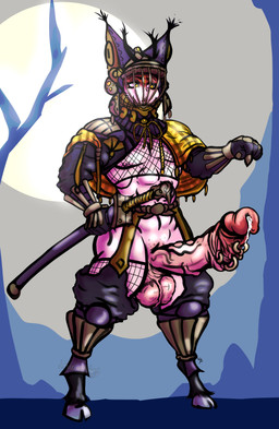 abs anthro armor athletic athletic_anthro athletic_male balls belt big_balls big_penis biped bodily_fluids bottomless bottomless_anthro bottomless_male clothed clothing cloven_hooves dead_tree detailed_background ear_tuft erection fishnet_clothing fishnet_legwear fishnet_topwear foreskin foreskin_piercing frenum_piercing garter_belt garter_straps genital_fluids genital_piercing genitals gesture greaves hand_gesture headgear headwear helmet hooves huge_penis humanoid_genitalia humanoid_penis hyper hyper_genitalia hyper_penis jewelry katana kendo leaking leaking_precum leggings legwear light lingerie male mask melee_weapon muscular muscular_anthro muscular_male nipples nude open_mouth outside pecs penis penis_piercing piercing pink_body pink_skin plant pointing pointing_at_penis pointing_at_self poncho precum retracted_foreskin samurai shadow shoulder_pads slim solo stockings sun sword thigh_highs topwear tree tuft underwear unguligrade vein veiny_penis warrior weapon white_body white_skin yellow_eyes wittless-pilgrim domestic_cat felid feline felis mammal 2021 absurd_res colored detailed digital_drawing_(artwork) digital_media_(artwork) hi_res lighting shaded