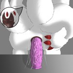 3_claws 5_tails anal anal_penetration anthro anus bodily_fluids butt claws cum cum_string dark_body dark_skin dildo dildo_insertion dildo_sitting female fur genital_fluids masturbation multi_limb multi_tail nude object_in_ass penetration purple_dildo red_claws ribbed_dildo sex_toy sex_toy_in_ass sex_toy_insertion simple_background sitting solo tail white_body white_fur nibisu made_in_abyss faputa arthropod narehate 1:1 absurd_res hi_res