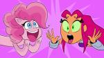 blue_eyes breasts duo female fur green_eyes hair hooves making_faces on_model pink_body pink_fur pink_hair tongue tongue_out what_has_magic_done scobionicle99 cartoon_network dc_comics friendship_is_magic hasbro my_little_pony my_little_pony:_pony_life teen_titans teen_titans_(television_series) teen_titans_go! pinkie_pie_(mlp) starfire_(teen_titans) alien equid equine horse humanoid mammal pony tamaranean hi_res