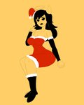 big_breasts breasts christmas_clothing christmas_headwear cleavage clothed clothing curvy_figure dress female front_view glistening glistening_lips hair halo hat headgear headwear holidays horn humanoid_face humanoid_nose lips long_hair not_furry santa_hat simple_background solo zhenai bendy_and_the_ink_machine christmas alice_angel angel angel_humanoid demon demon_humanoid humanoid hybrid 4:5 absurd_res full-length_portrait hi_res portrait