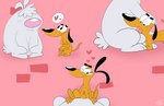 balls blush bodily_fluids cum duo feral genital_fluids genitals male male/male penis sex kippykat 2_stupid_dogs hanna-barbera the_big_dog the_little_dog canid canine canis domestic_dog mammal hi_res