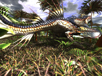 ambiguous_gender biped bipedal_feral blue_sky cloud cloudy_sky day digitigrade dorsal_fin feral fin fish_tail grass head_fin membrane_(anatomy) membranous_wings outside palm_tree plant rear_view remake scales sky solo tail tail_fin tree wings deino_(artist) capcom european_mythology monster_hunter mythology dragon marine mythological_creature mythological_scalie piscine_wyvern plesioth scalie western_dragon wyvern 2009 3d_(artwork) 4:3 autodesk_3ds_max_(artwork) digital_media_(artwork)