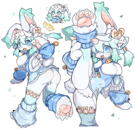 1_horn accessory anthro arm_warmers armwear bar_emanata biped blue_body blue_eyes blue_fur bottomless bottomless_anthro bottomless_female claws clothed clothed_anthro clothed_female clothing crotch_tuft dress ear_tuft emanata female female_anthro finger_claws flexible front_view fur fur_tuft hair hair_accessory hair_over_eye horn inner_ear_fluff leg_warmers legwear looking_at_viewer looking_back multicolored_body multicolored_fur multicolored_hair multiple_poses one_leg_up open_mouth open_smile plantigrade pose raised_leg rear_view short_hair simple_background smile solo splits spread_legs spreading standing straight_hair sweat_emanata tuft two_tone_body two_tone_fur two_tone_hair vertical_splits white_background white_body white_fur white_hair white_horn ookm lagomorph leporid mammal rabbit 2026 digital_drawing_(artwork) digital_media_(artwork) shaded soft_shading