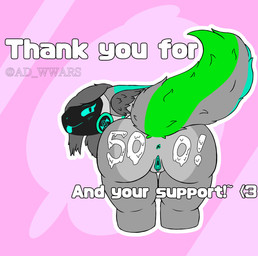anthro anus blep blush bodily_fluids butt cum cum_on_butt female fur genital_fluids genitals green_body green_fur grey_body grey_tail hair looking_at_viewer machine nude screen screen_face simple_background smile solo tail text tongue tongue_out vulva wolfwars_(bytewaretheproto) twitter bitware_(byteware) mammal protogen digital_media_(artwork) hi_res