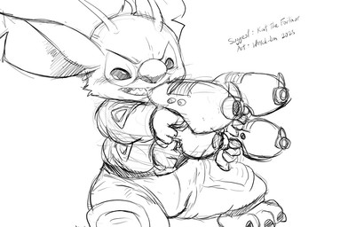 3_toes 4_arms 4_fingers ambiguous_gender antennae_(anatomy) anthro biped claws clothed clothing feet fingers fur head_tuft multi_arm multi_limb multi_wielding notched_ear open_mouth plasma_blaster_(lilo_and_stitch) plasma_gun simple_background solo spacesuit text toe_claws toes tuft white_background winick-lim disney lilo_and_stitch stitch_(lilo_and_stitch) alien experiment_(lilo_and_stitch) 16:10 2025 artist_name black_and_white digital_drawing_(artwork) digital_media_(artwork) monochrome sketch widescreen male_(lore)