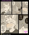 2021 abstract_background absurd_res anthro balls beez blep blush canid canine canis clothed clothing comic cute_fangs dialogue domestic_dog duo english_text erection erection_under_clothing genitals halftone halftone_background hi_res male mammal nick_(beez) one_eye_closed patreon patreon_logo pattern_background penis roy_(beez) simple_background smile speech_bubble text tongue tongue_out url wink