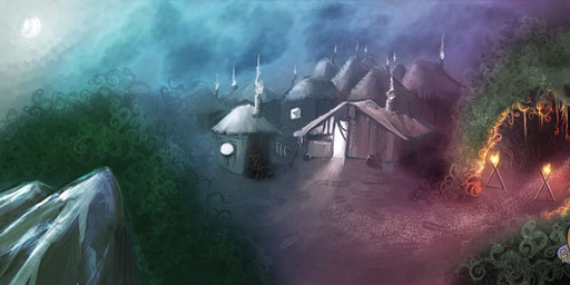cave fire forest hut jungle outside plant scenery smoke torch tree zero_pictured fishyboner furoticon tribes_of_tanglebrook mammal murid murine rat rodent colorful_theme digital_media_(artwork)