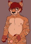 anthro eyewear foreskin genitals glasses looking_at_viewer male marmandou penis presenting slightly_chubby solo unknown_artist fausty_ravura felid feline lynx mammal absurd_res hi_res