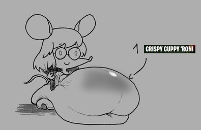 anthro belly big_belly eyewear female glasses grey_background huge_belly hyper hyper_belly overweight simple_background sitting solo captainfuckbus mammal mouse murid murine rodent 2024