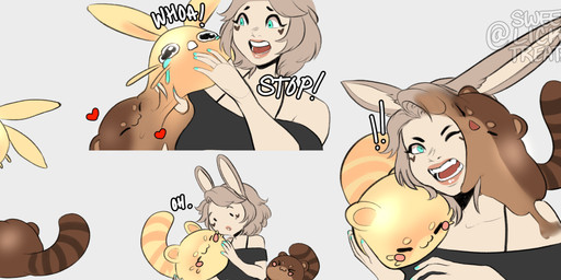 ambiguous_gender dialogue exclamation_point female goo_transformation grey_background group hair heart_symbol open_mouth simple_background sitting smile species_transformation surprised tail text transformation sweetburn slime_rancher slime_rancher_2 sweets_remivas_(sweetburn) animal_humanoid cotton_slime goo_creature humanoid lagomorph lagomorph_humanoid leporid_humanoid mammal mammal_humanoid rabbit_humanoid ringtail_slime slime_(blob) slime_(slime_rancher) 2022 absurd_res digital_media_(artwork) english_text hi_res