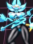 anthro breasts choker collar female genitals glistening glistening_body glowing glowing_eyes glowing_genitalia glowing_pussy jewelry machine necklace nipples pose presenting puffy_nipples pussy solo whip axelwolf deltarune undertale_(series) tasque_manager android domestic_cat felid feline felis mammal robot 3:4 absurd_res hi_res