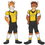 american_football anthro clothed clothing duo horn male simple_background sport white_background fuze texnatsu joe_(texnatsu) ty_conrad bovid bovine cattle felid mammal pantherine tiger 1:1 full-length_portrait hi_res portrait