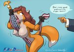 2019 american_flag anthro between_breasts big_breasts bodily_fluids breasts canid canine copyright_symbol dialogue digital_media_(artwork) donald_trump duo english_text eric_schwartz faceless_character faceless_male female flag flagpole fox fur furafterdark genital_fluids hair human licking male mammal naturally_censored nipple_tuft nude open_mouth politics saliva saliva_on_tongue saliva_string shaded sheila_vixen simple_background solo_focus symbol text tongue tongue_out tuft united_states_of_america vaginal_fluids