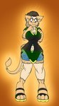 2019 aakashi big_breasts bottomwear breasts brown_hair clothed clothing comic curvy_figure dragon dress female fur fur_growth gender_transformation growth hair humanoid mid_transformation mythological_creature mythological_scalie mythology orange_background scalie shorts simple_background small_waist solo tail transformation white_body white_skin wide_hips