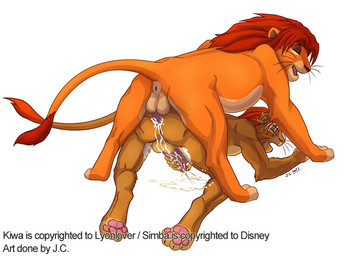 anal anthro anthro_on_feral anthro_penetrated anus balls bestiality bodily_fluids cum duo feral feral_penetrating feral_penetrating_anthro from_behind_position genital_fluids genitals male male/male masturbating_while_penetrated masturbation nude open_mouth pawpads penetration rear_view sex jc_(artist) disney the_lion_king kiwa simba_(the_lion_king) 2007