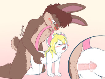 age_difference anthro anthro_on_anthro anthro_penetrated anthro_penetrating anthro_penetrating_anthro bite blonde_hair blue_eyes blush blush_lines brown_body brown_fur brown_hair buckteeth cervical_penetration cervix doggystyle duo female female_penetrated from_behind_position fur genitals hair humanoid_genitalia humanoid_penis internal looking_pleasured male male/female male_penetrating male_penetrating_female moan older_male open_mouth ovaries penetration penis sex tail tail_bite tail_in_mouth teeth uterus vaginal vaginal_penetration white_body white_fur young young_anthro young_female younger_penetrated auzzipup drin_(griffbirb) sixtybun_(sixty) lagomorph leporid mammal mouse murid murine rabbit rodent 4:3 hi_res